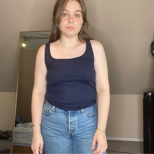 Blue ribbed tank